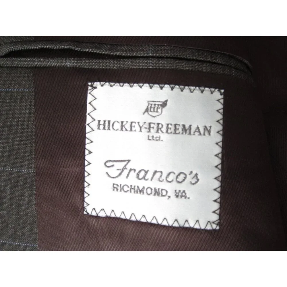 Men‎ Hickey Freeman 3 Button Reda Wool Plaid Blazer Jacket Sz 44 Long (MJ52) USA